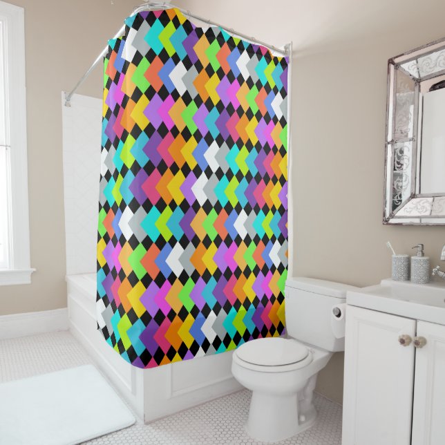 Neon Diamonds  Shower Curtain (In Situ)