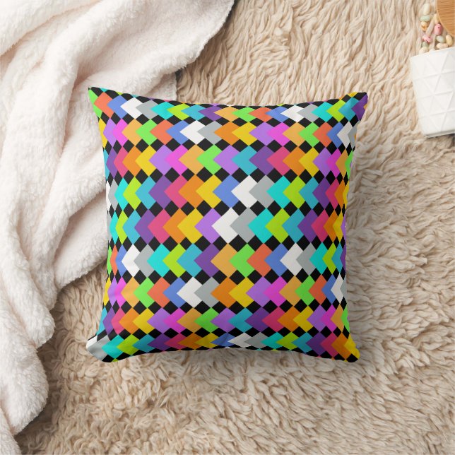 Neon Diamonds Throw Pillow (Blanket)
