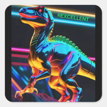 Neon /Diinosaur Square Stickers