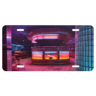 Neon Diner License Plate