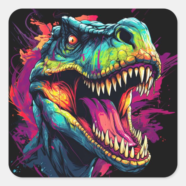 NEON DINOSAUR Sticker in Bright, Vibrant Colors (Front)