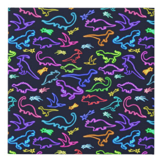 Neon Dinosaurs Faux Canvas Print
