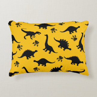 Neon dinosaurs, urban grunge pattern accent pillow