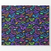 Neon Dinosaurs Wrapping Paper (Flat)