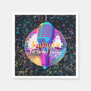 Neon Disco Ball Karaoke Birthday Party Napkins