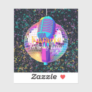 Neon Disco Ball Karaoke Birthday Party Sticker