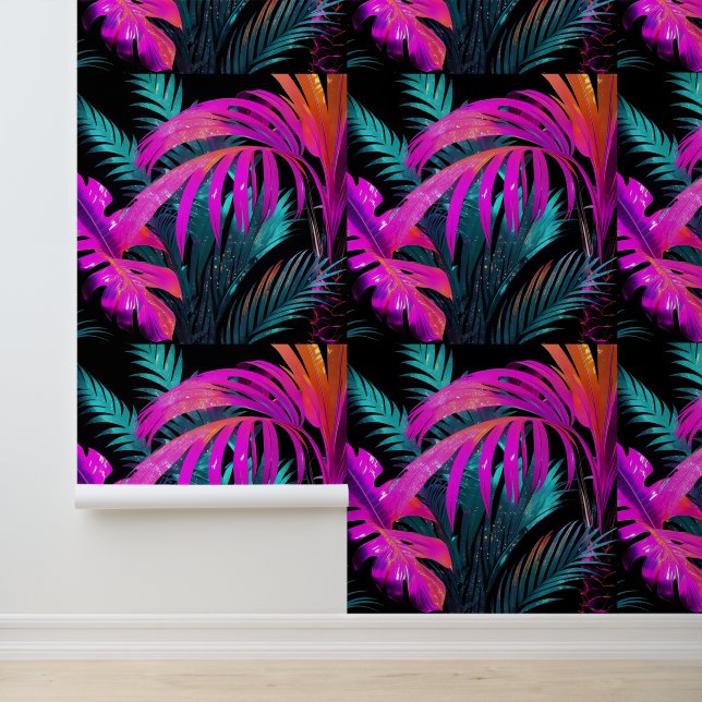 Neon Disco Jungle Peel and Stick  Wallpaper (Application)