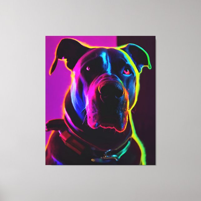 neon dog canvas print (Front)