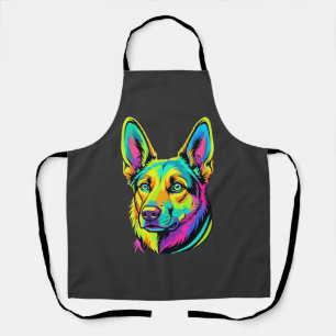 Neon Dog Colorful Vector Portrait Apron