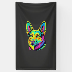 Neon Dog Colorful Vector Portrait Banner