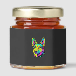 Neon Dog Colorful Vector Portrait Honey Jar Favors