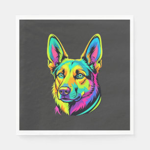 Neon Dog Colorful Vector Portrait Napkins