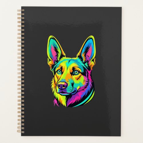Neon Dog Colorful Vector Portrait Planner
