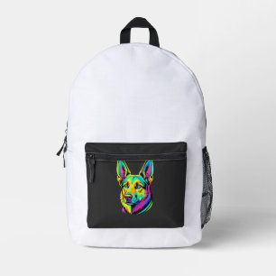 Neon Dog Colorful Vector Portrait Printed Backpack