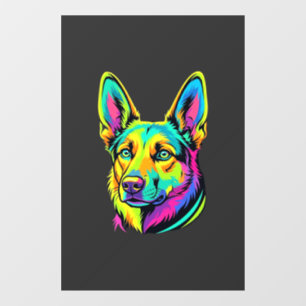 Neon Dog Colorful Vector Portrait Window Cling