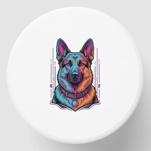 Neon Dog Portrait Vintage Engraving Graphic_1 Mini Candle Favors