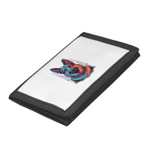 Neon Dog Portrait Vintage Engraving Graphic_1 Trifold Wallet