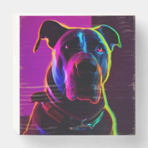 neon dog wooden box sign