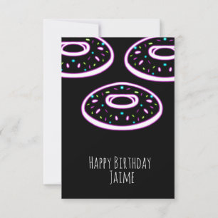 Neon Donuts Sprinkles Birthday Party Black Card