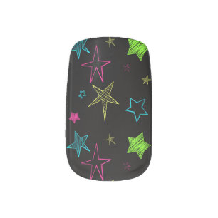 Neon Doodle Stars Minx Nail Wraps