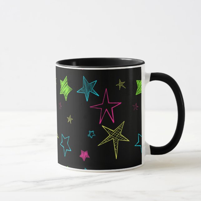 Neon Doodle Stars Mug (Right)
