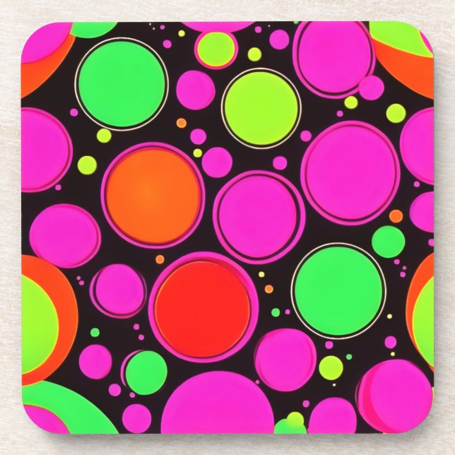 Neon Dot Party Beverage Coaster (Front)