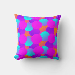 Neon Dots Kids Bubbles Ombre Pattern Throw Pillow
