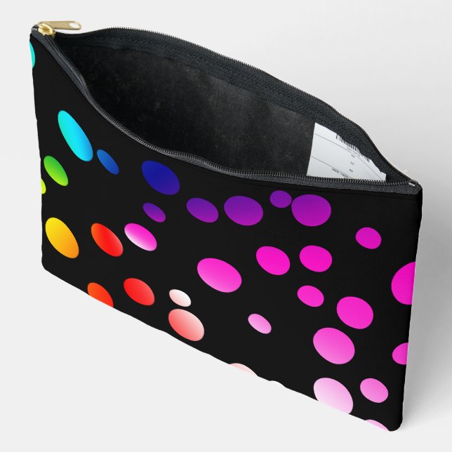 Neon Dots On Black Accessory Pouch (Open)