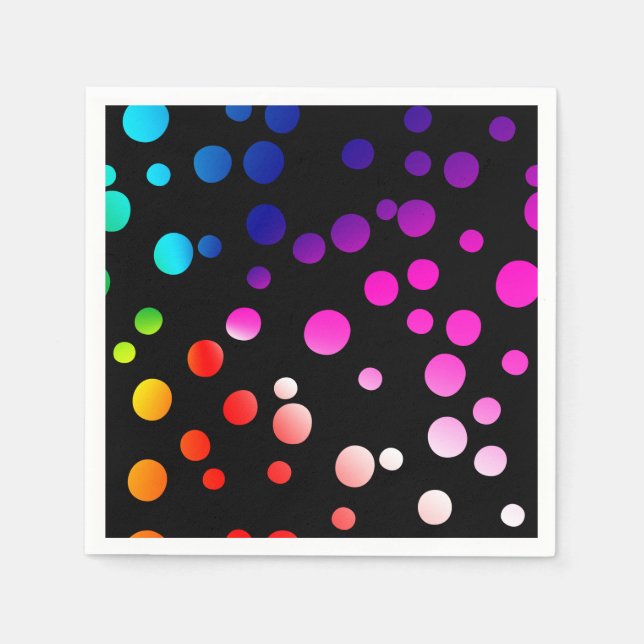 Neon Dots on Black  Napkins (Front)