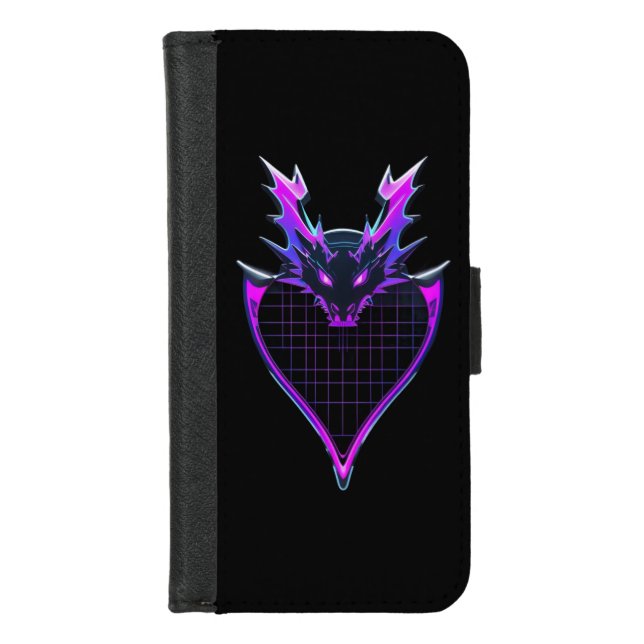 Neon dragon art iPhone wallet case (Front)