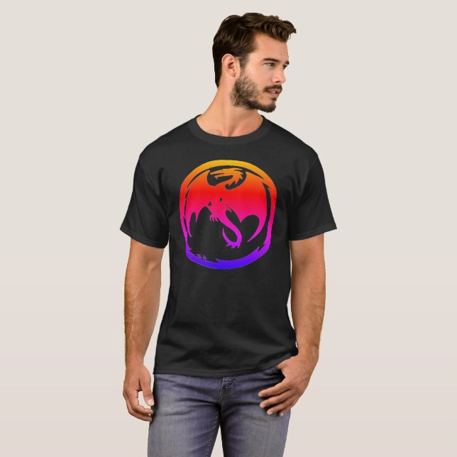 Neon Dragon black T-shirt (Front Full)