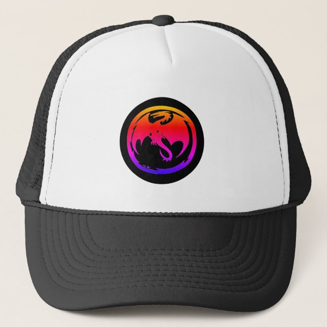 Neon Dragon black trucker hat (Front)