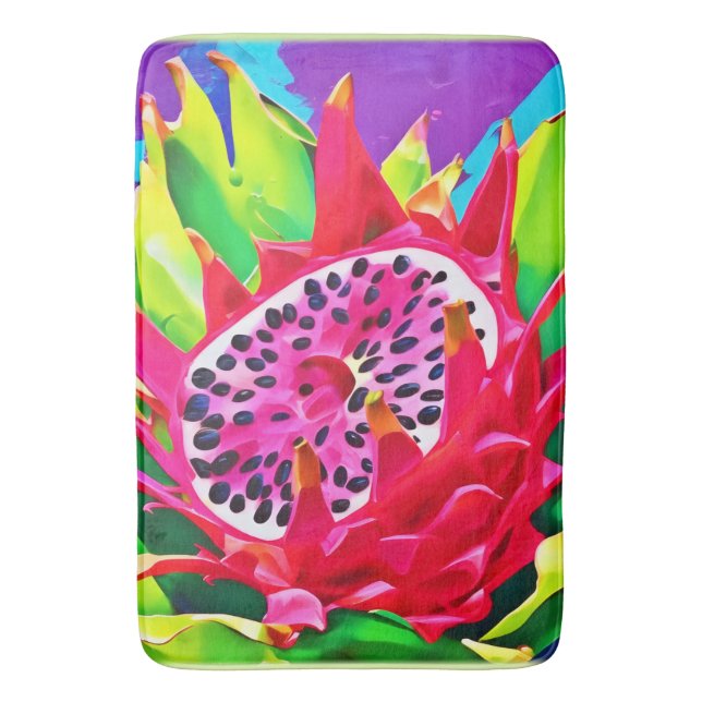 Neon Dragon Fruit Splendor Bath Mat (Front Vertical)