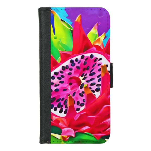 Neon Dragon Fruit Splendor iPhone Wallet Case (Front)