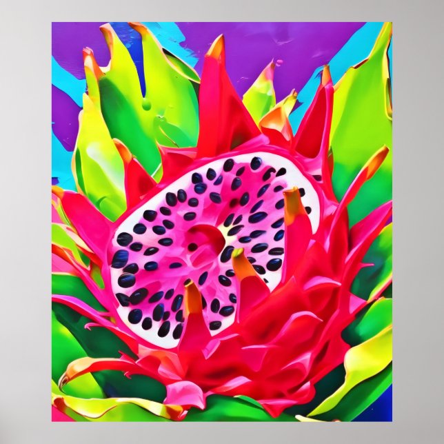 Neon Dragon Fruit Splendor Poster (Front)