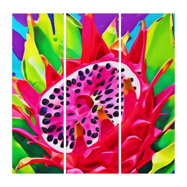 Neon Dragon Fruit Splendor Triptych (Front)