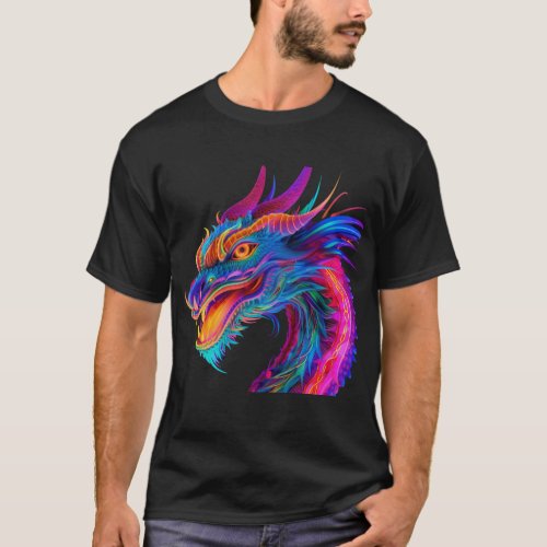 NEON Dragon in Bright Vivid Colors T_Shirt