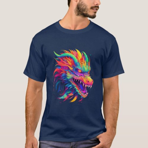 NEON Dragon in Bright Vivid Colors T_Shirt