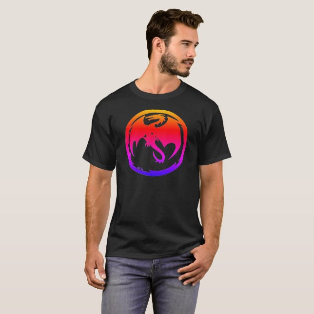 Neon Dragon men black T-shirt (Front Full)