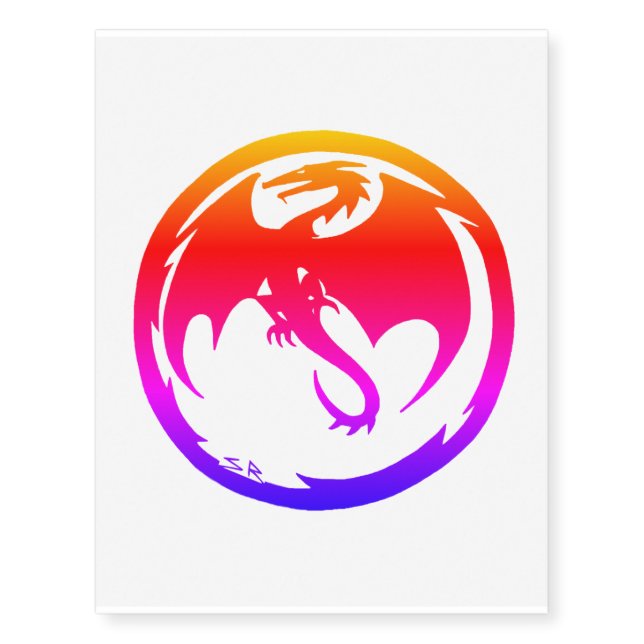 Neon Dragon temporary tattoo large (Front)