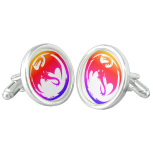 Neon Dragon White cufflinks