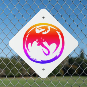 Neon Dragon white diamond metal sign