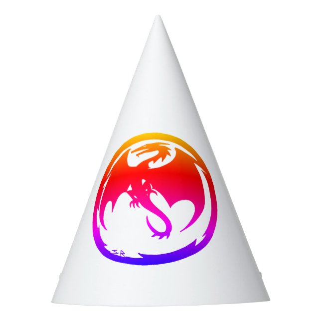 Neon Dragon white party hats (Front)