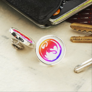 Neon Dragon white silver plated lapel pin
