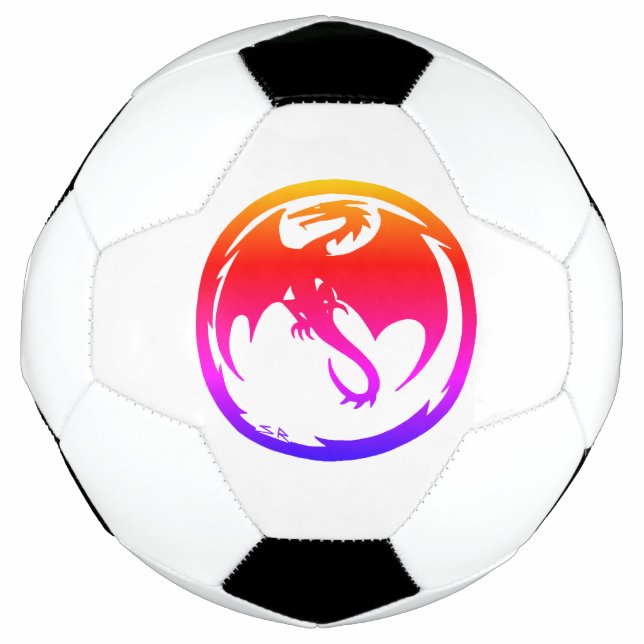 Neon Dragon white soccer ball (Front)