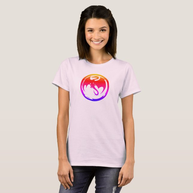 Neon Dragon women pale pink T-shirt (Front Full)