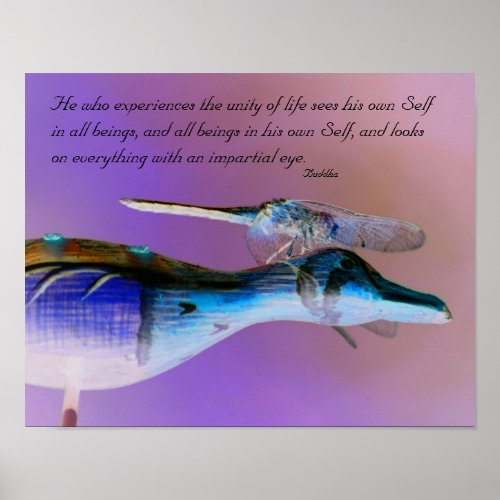 Neon Dragonfly Buddha Unity Quote Inspirational Poster