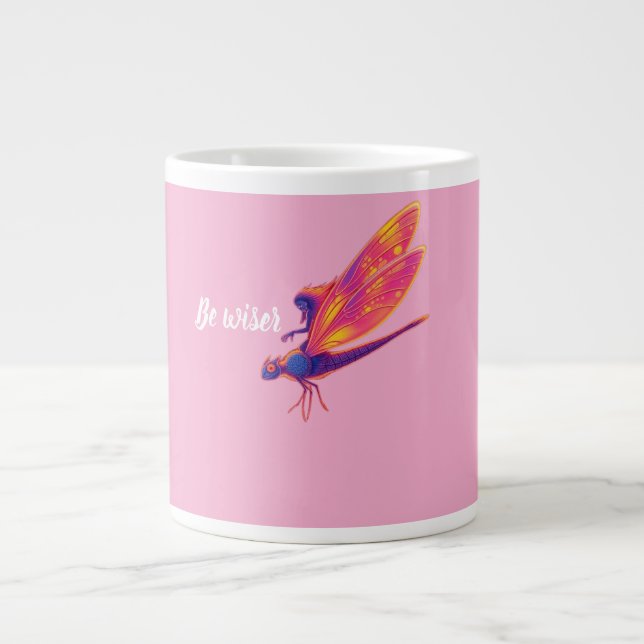 Neon Dragonfly mug– Aesthetic Nature Transforma Giant Coffee Mug (Front)