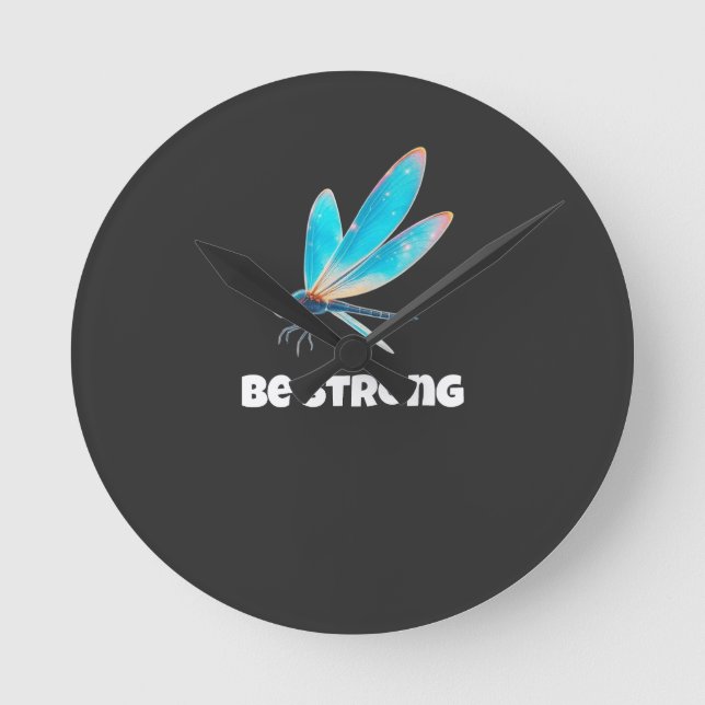 Neon Dragonfly Shirt – Aesthetic Nature Transforma Round Clock (Front)