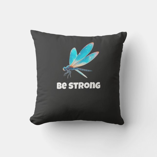 Neon Dragonfly Shirt – Aesthetic Nature Transforma Throw Pillow (Front)